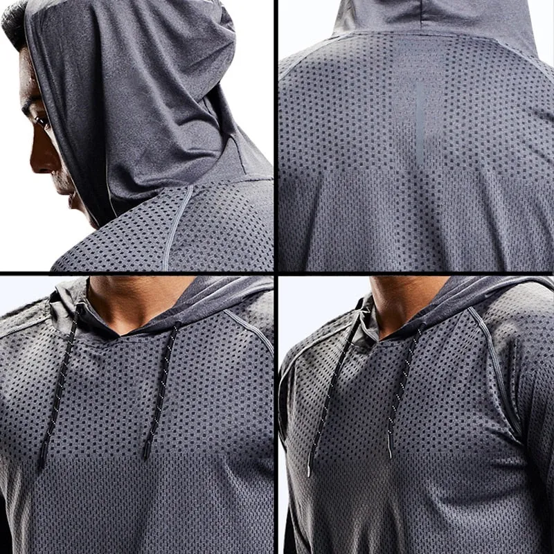 Men's Running Hoodies Tracksuit Gym Jogging Hooded Sport Clothing Training Sweatshirt with Hood Workout Fitness Shirt Sportswear