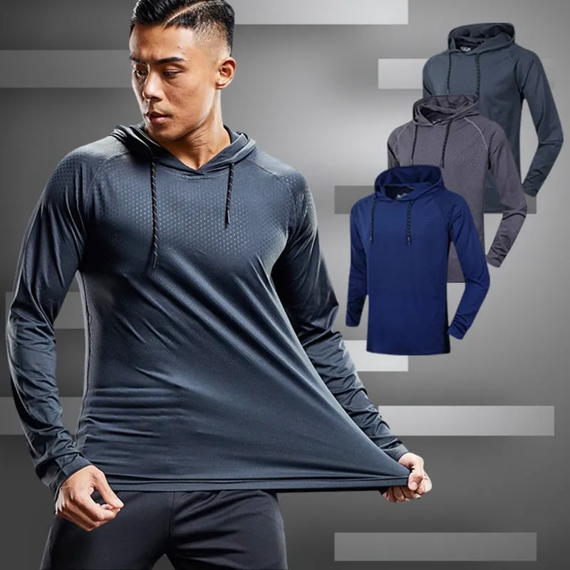 Men's Running Hoodies Tracksuit Gym Jogging Hooded Sport Clothing Training Sweatshirt with Hood Workout Fitness Shirt Sportswear