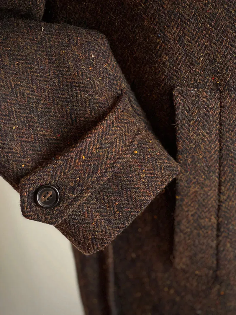 Men's Tweed Balmacaan Coat - Classic Elegant Style Windbreaker