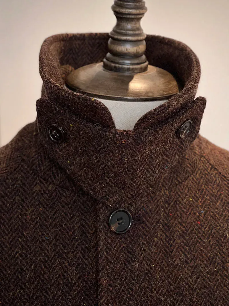 Men's Tweed Balmacaan Coat - Classic Elegant Style Windbreaker