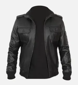 Men's Vintage Leather Bomber Jacket