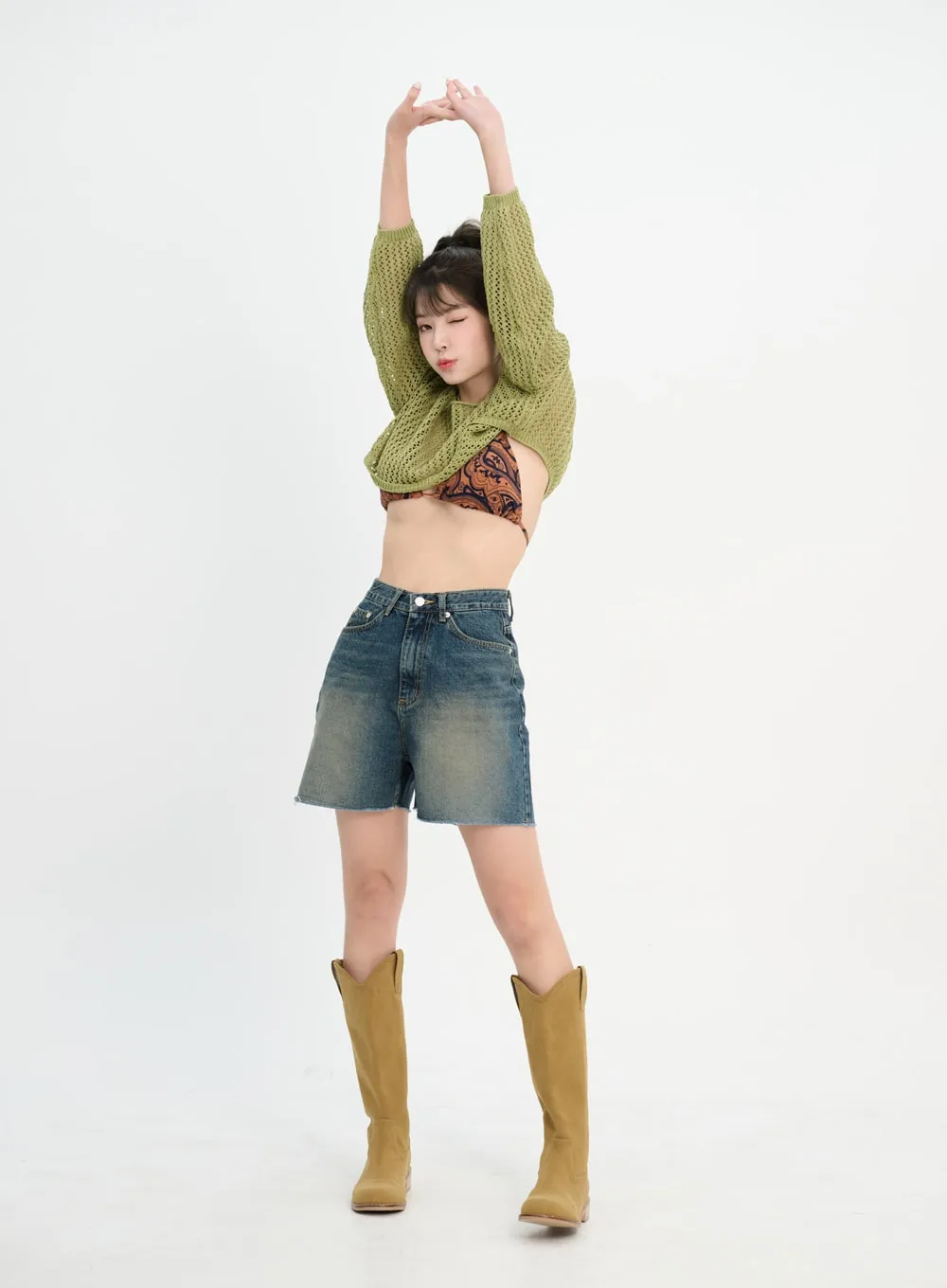 Mesh Cropped Sweater IM302