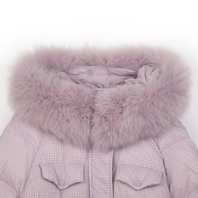 Mist Pink Long Winter Down Jacket