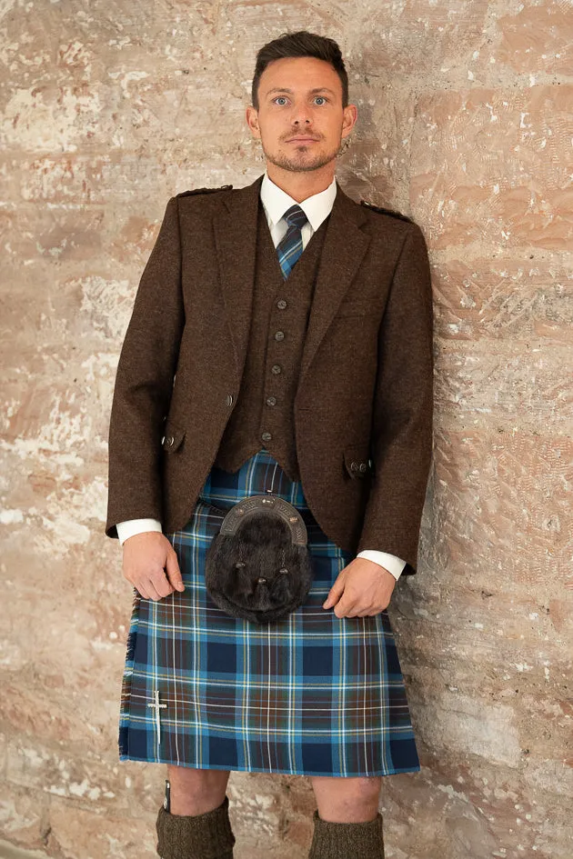 Mocha & Redstart Brown Tweed Crail Jacket and waistcoat CHE113