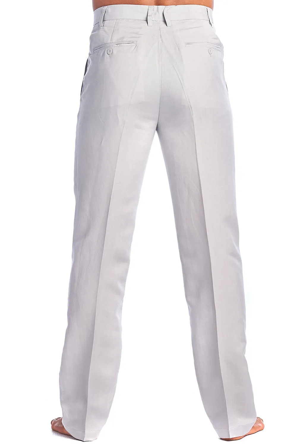 Mojito Collection Men's Slim Fit Casual Resort Wear Linen Flat front Dress Pants