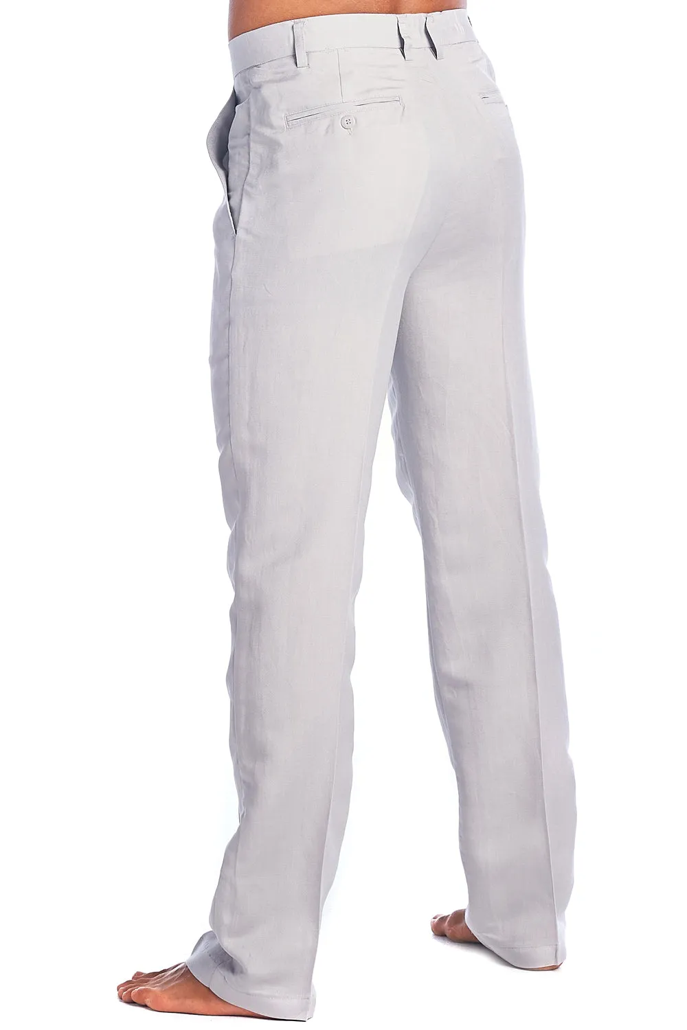 Mojito Collection Men's Slim Fit Casual Resort Wear Linen Flat front Dress Pants