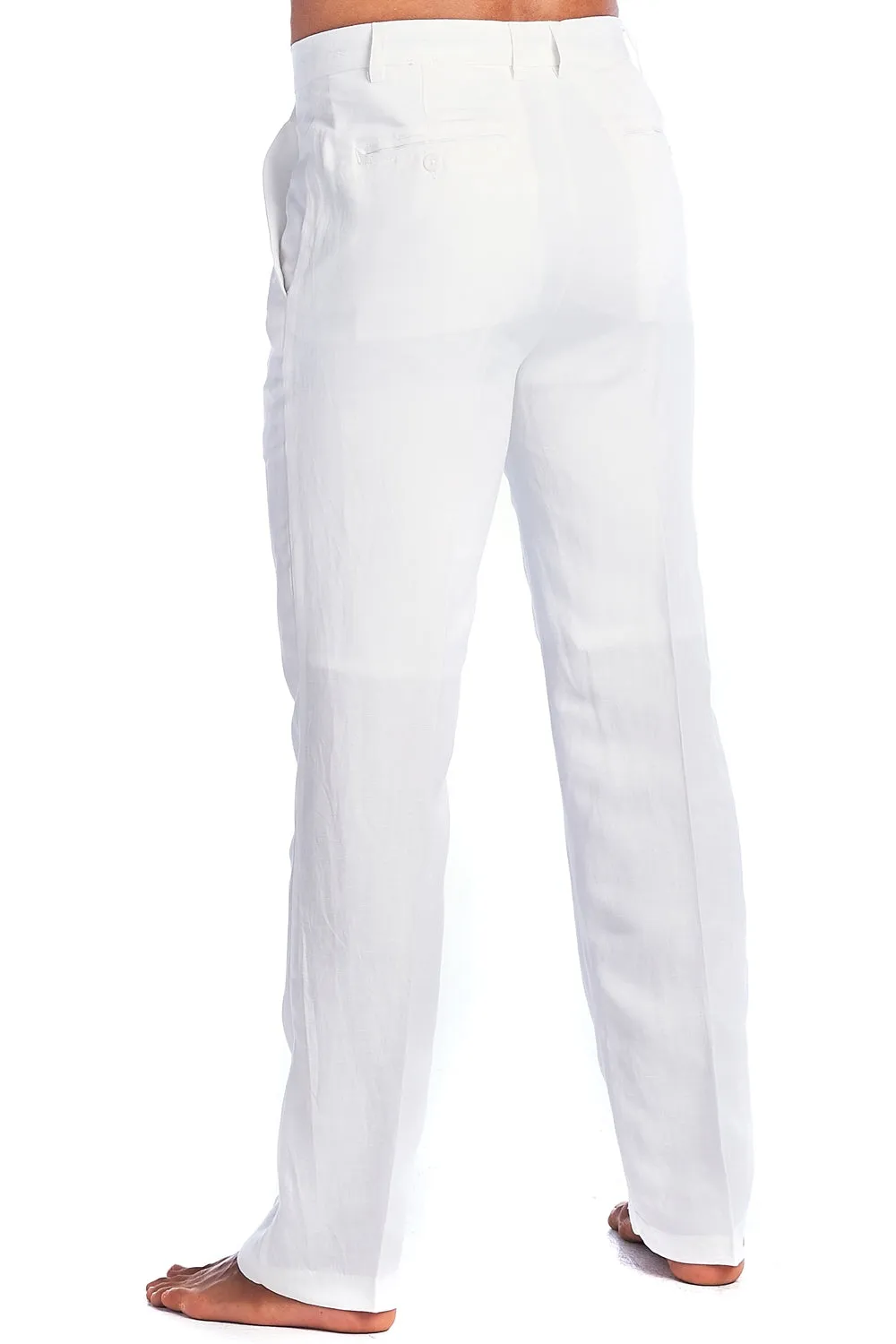 Mojito Collection Men's Slim Fit Casual Resort Wear Linen Flat front Dress Pants