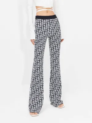 Monogram Print Flared Pants