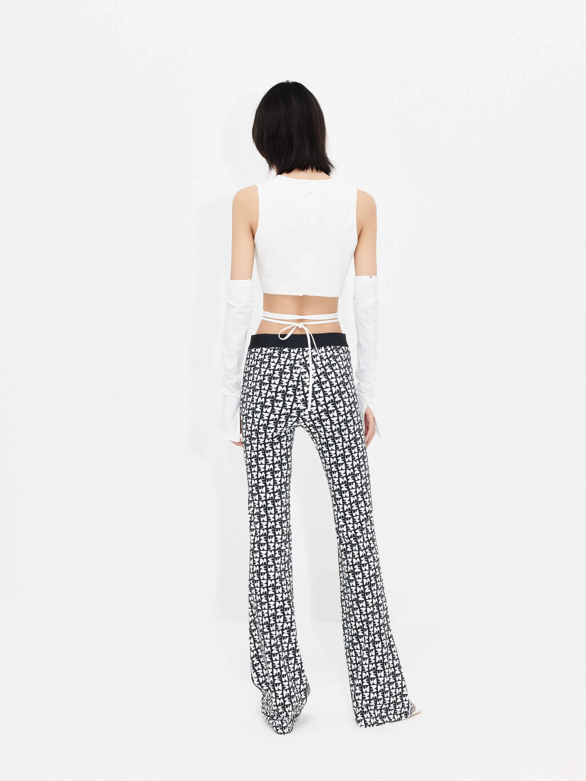 Monogram Print Flared Pants