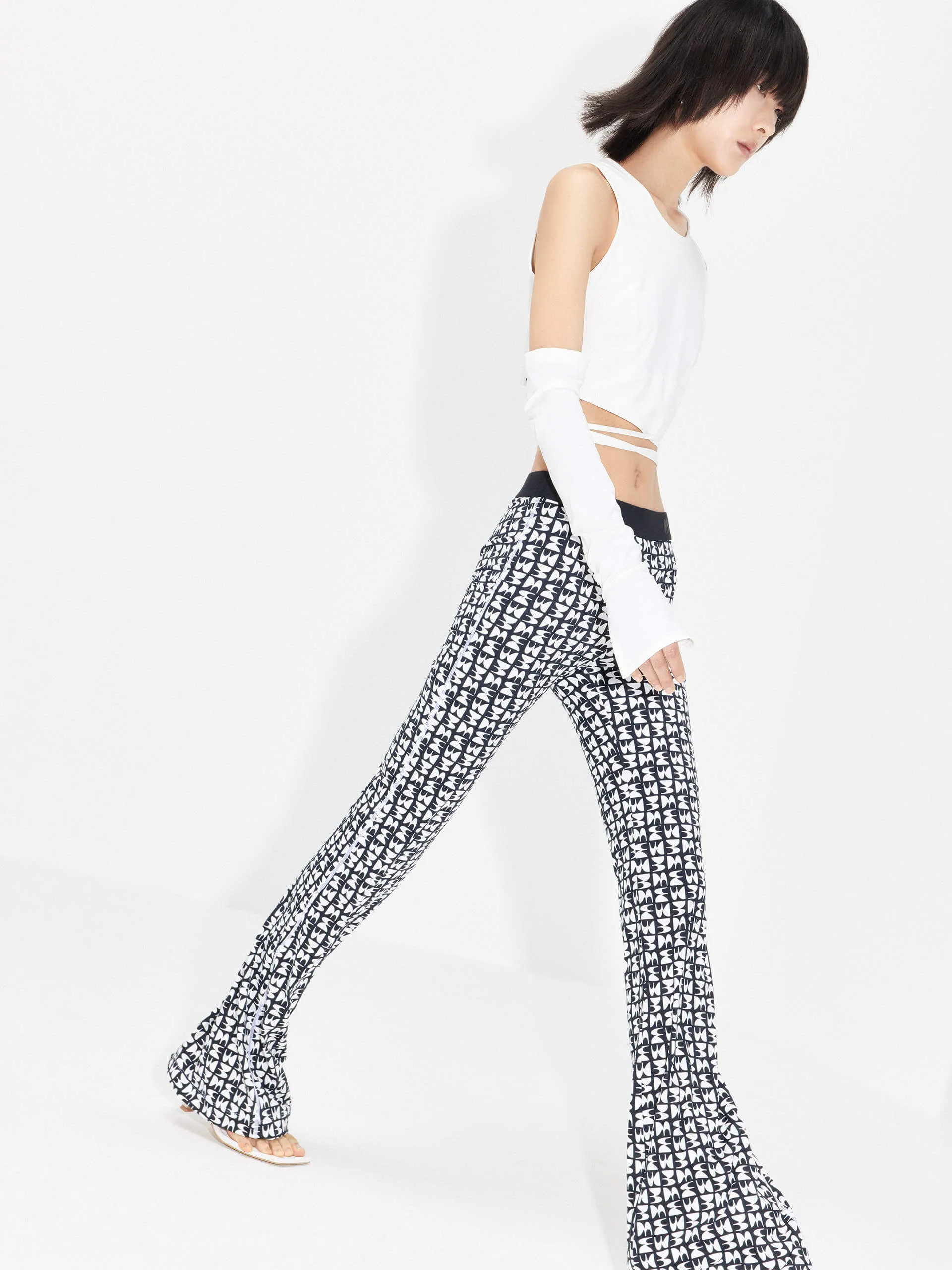 Monogram Print Flared Pants