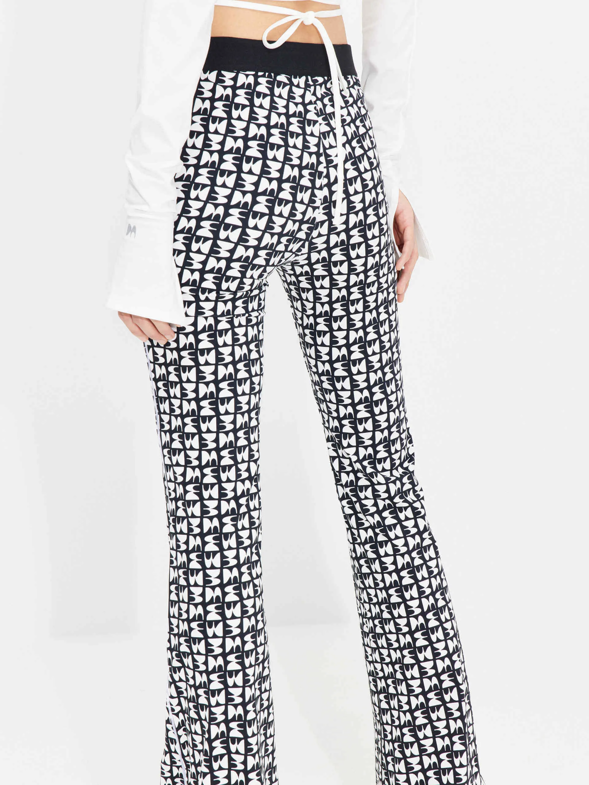 Monogram Print Flared Pants