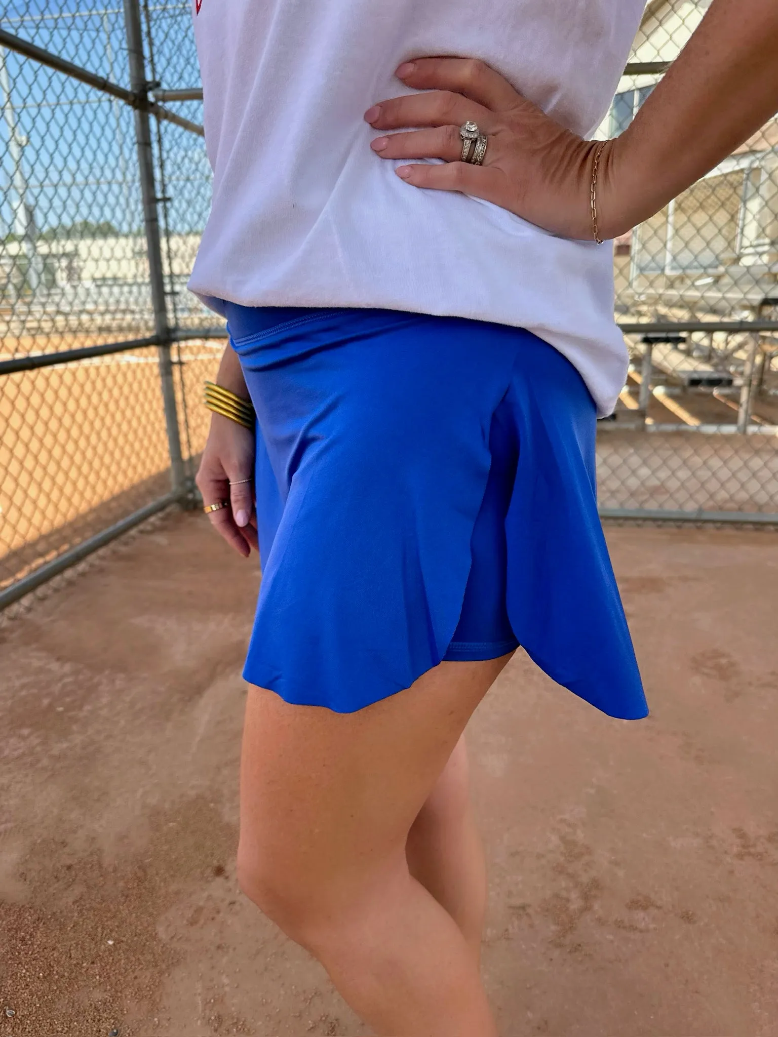 Moving Crossover Waist Active Skirt-Blue