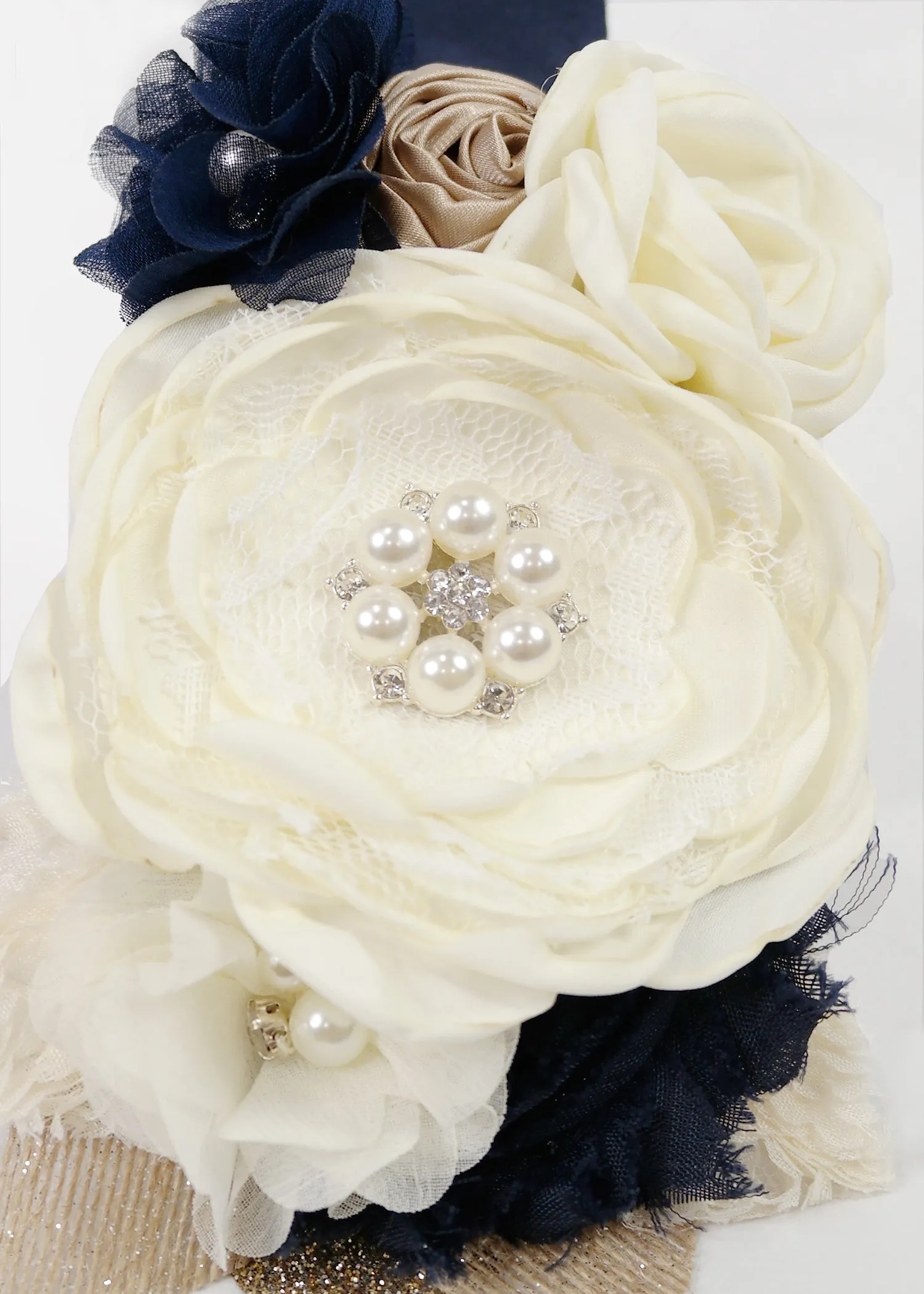 NAVY BLUE VINTAGE DESIGN FLOWER ACCESSORY