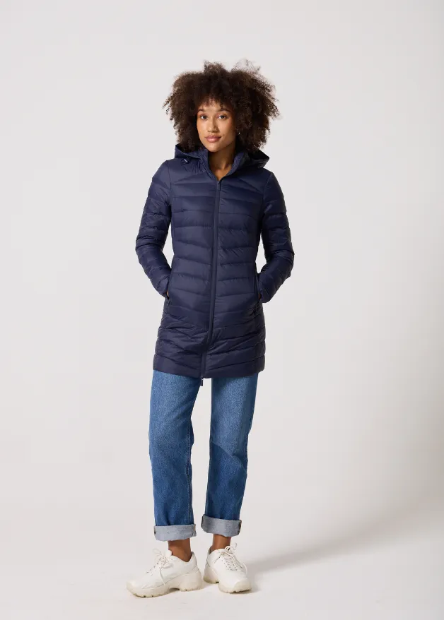 Navy Duck Down Puffer Coat