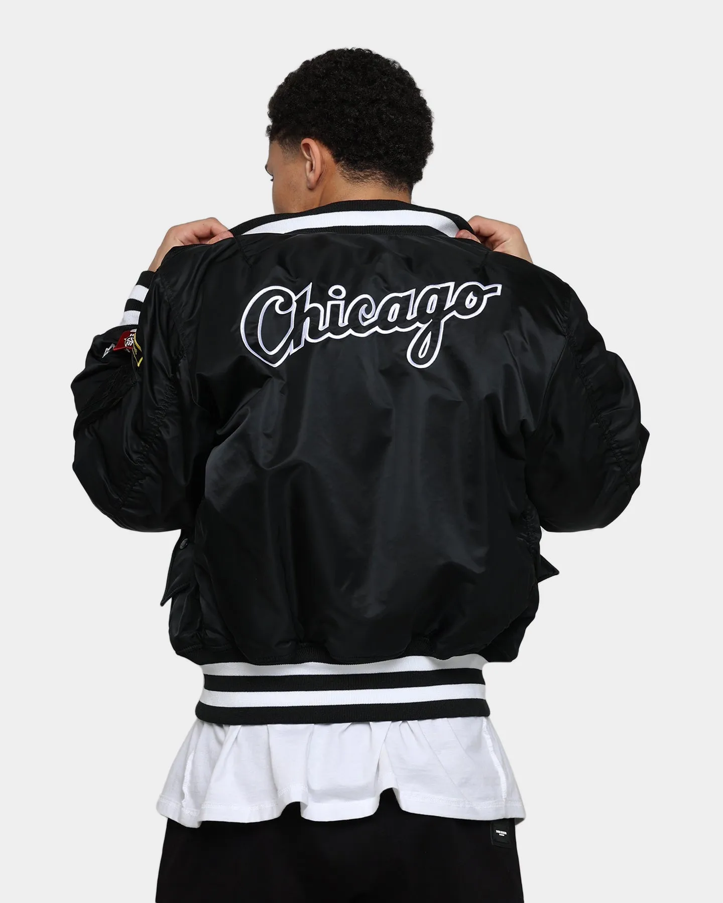 New Era X Alpha Series X MLB Chicago White Sox MA-1 Bomber Jacket Black