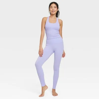 New - Women's Rib Seamless Leggings - All in Motion Lilac Purple XS