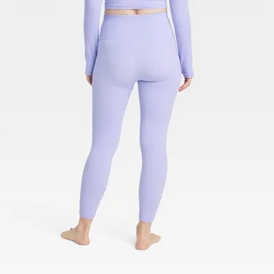 New - Women's Rib Seamless Leggings - All in Motion Lilac Purple XS