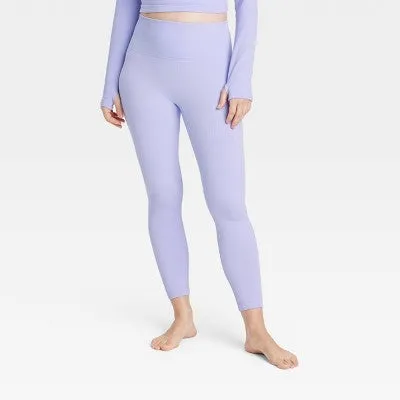 New - Women's Rib Seamless Leggings - All in Motion Lilac Purple XS