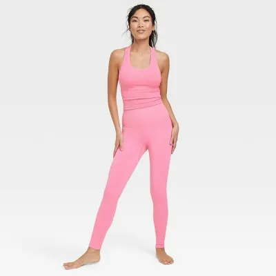 New - Women's Rib Seamless Leggings - All in Motion Pink S