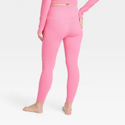 New - Women's Rib Seamless Leggings - All in Motion Pink S