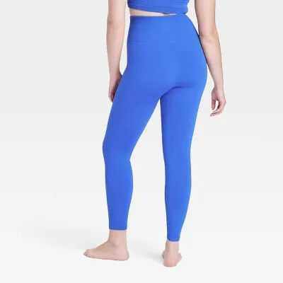 New - Women's Seamless High-Rise Rib Leggings - All In Motion Dark Blue M