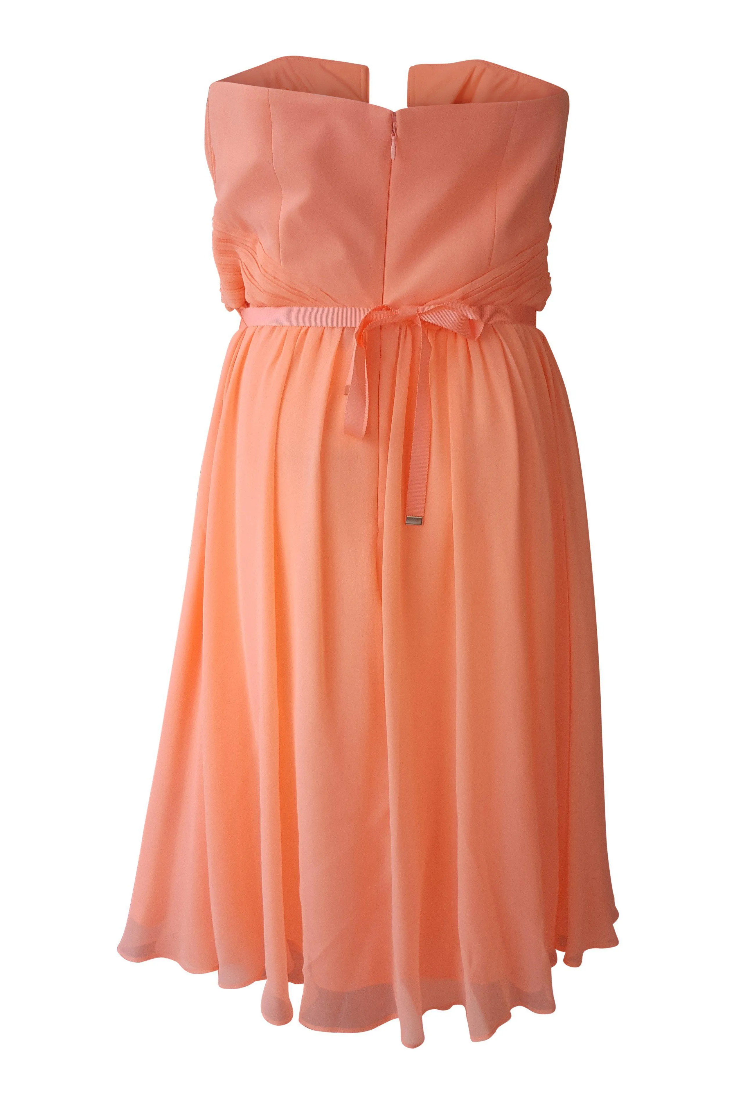 OASIS Neon Peach Pleated Bustier Fit and Flare Dress (UK 12)