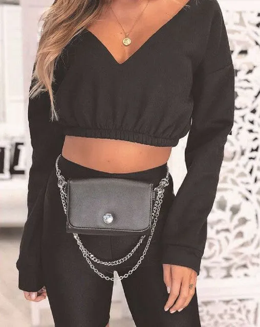 Off the shoulder crop sweater top