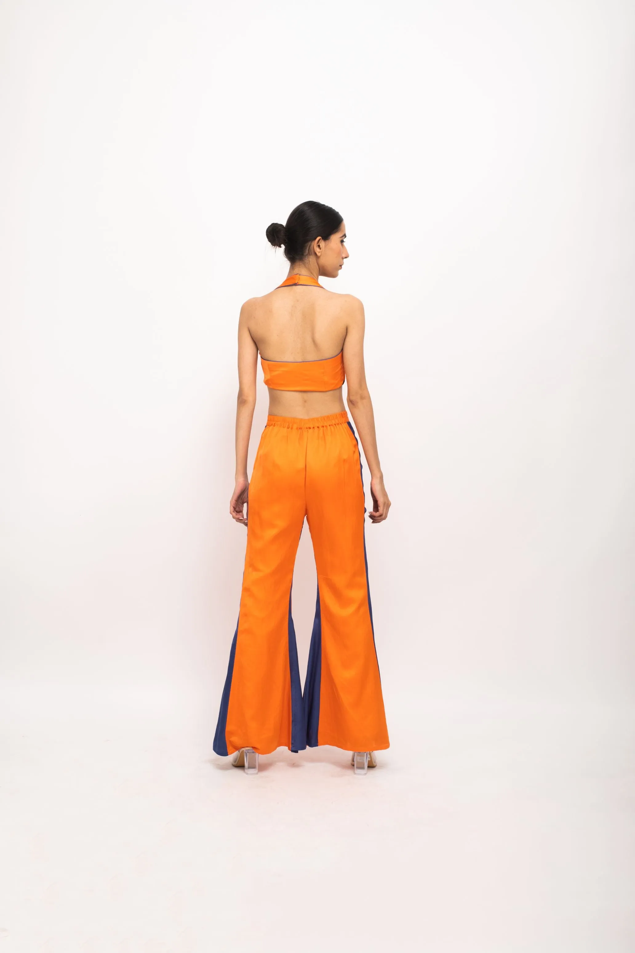 Orange-Blue Halter Neck Set