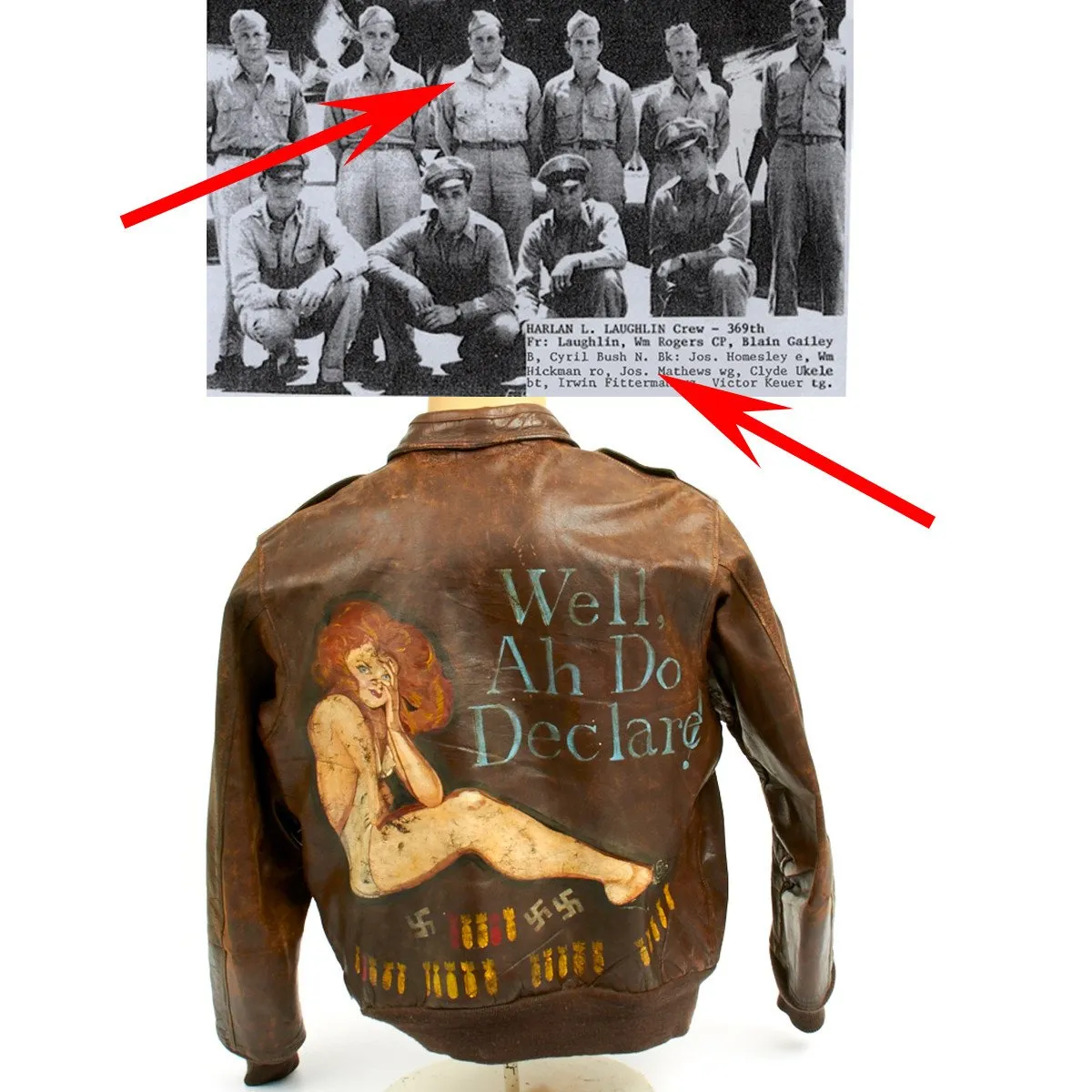 Original U.S. WWII B-17 Bomber Well, Ah Do Declare! Named A-2 Flight Jacket (Size 42)