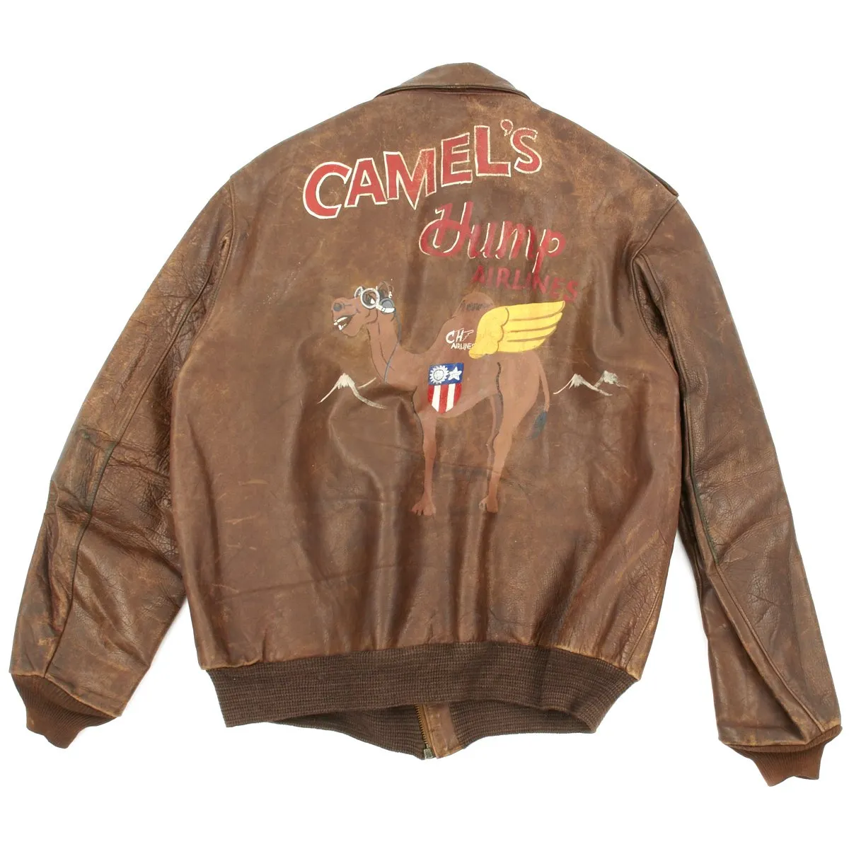 Original U.S. WWII Camel's Hump Airlines A-2 Flight Jacket - 1st Air Commando Group CBI