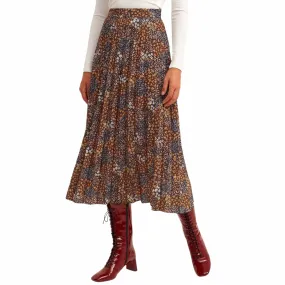 OXXO -  Mixed Patterned pleated midi skirt