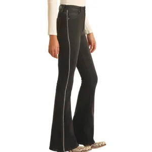 Panhandle Slim Women's  Black High Rise Embellished Flare Jeans