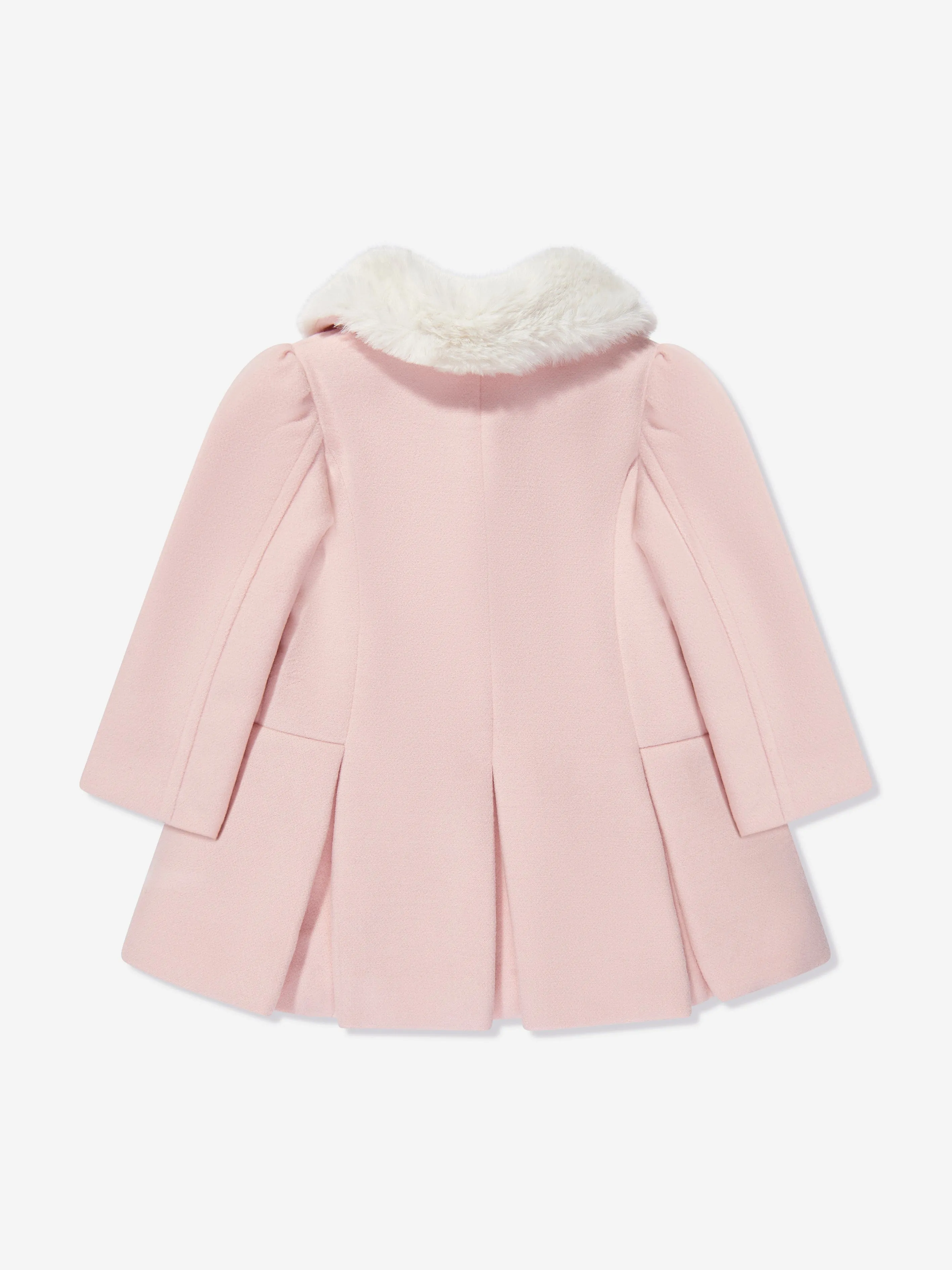 Patachou Baby Girls Faux Fur Collar Coat in Pink