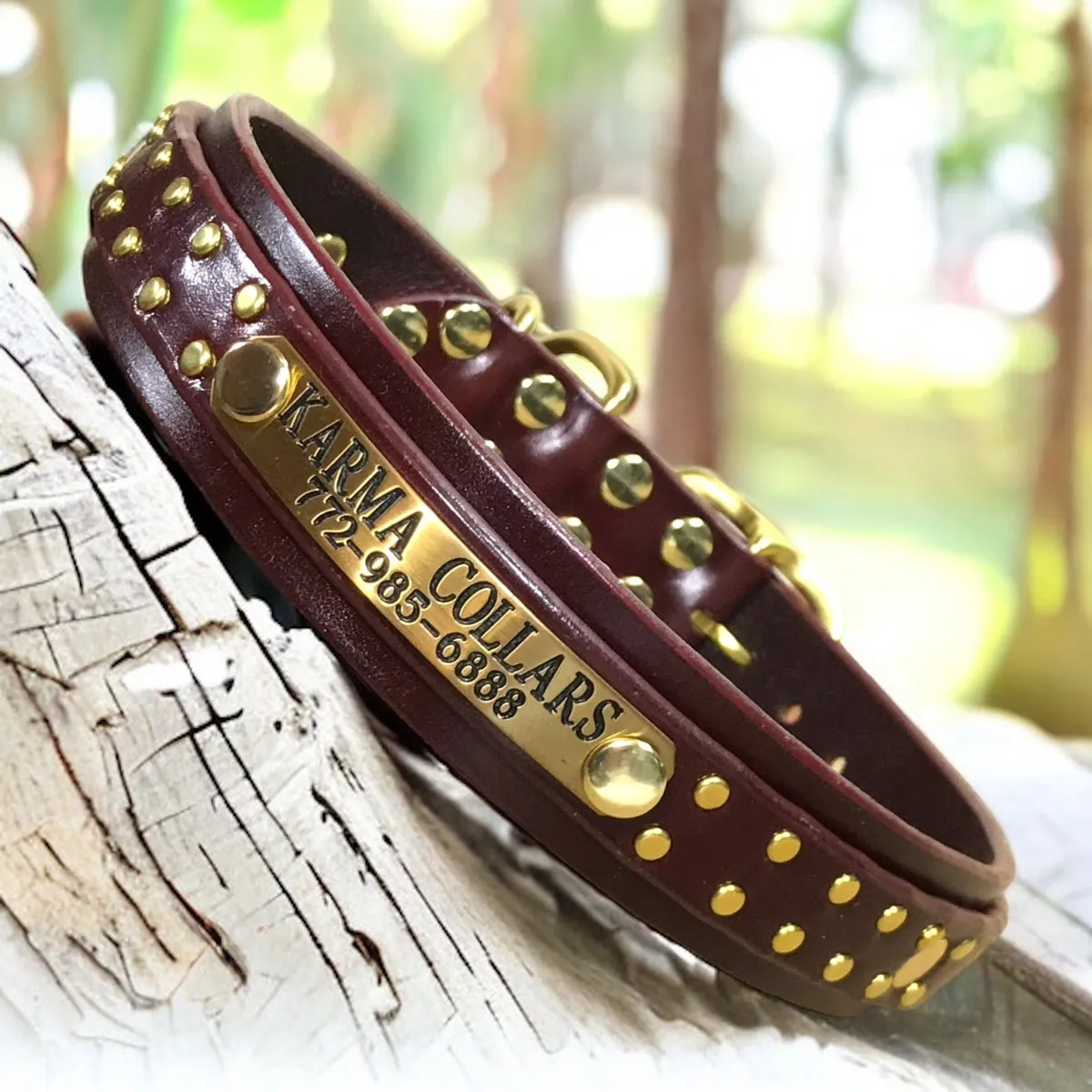 Personalized Leather Dog Collar Hamptons