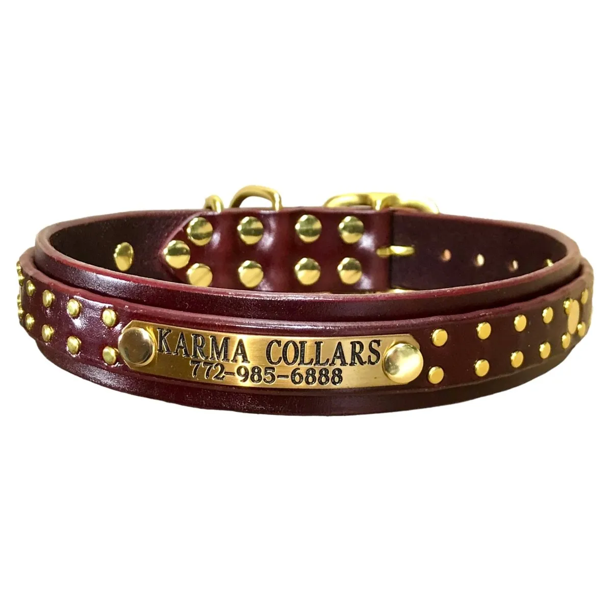 Personalized Leather Dog Collar Hamptons