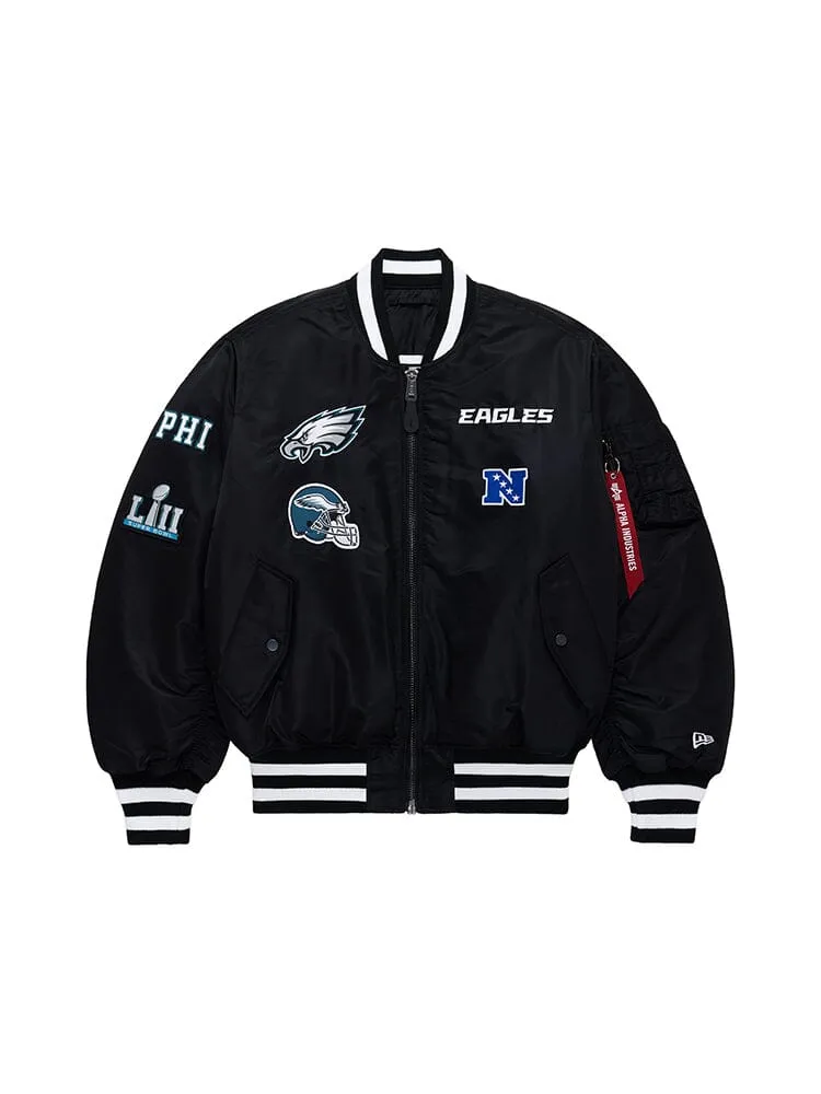 PHILADELPHIA EAGLES X ALPHA X NEW ERA MA-1 BOMBER JACKET