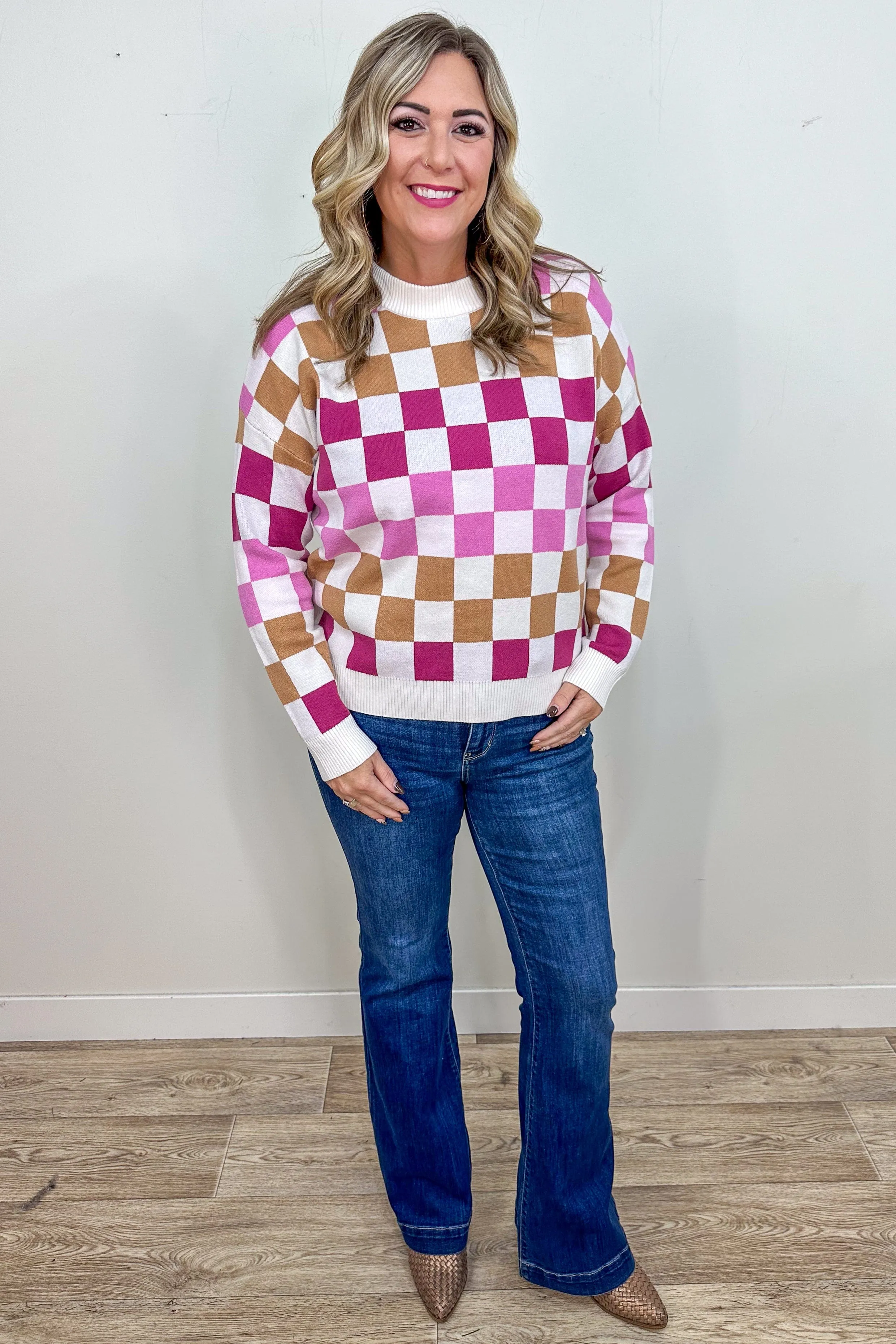 Pink Check Sweater