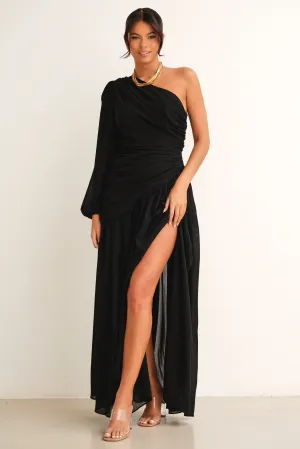 Piper One Shoulder Maxi Dress Black