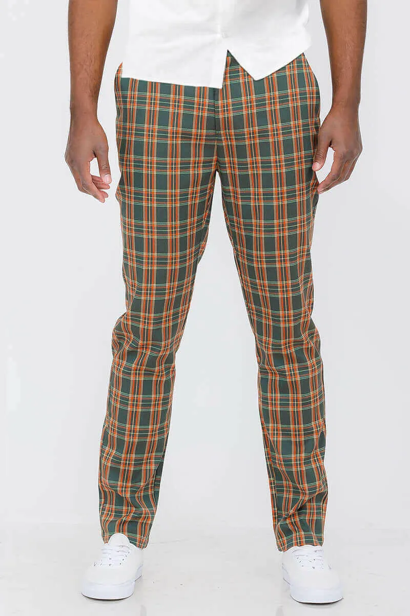 Plaid Slim Fit Trouser Pants