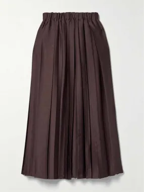 Pleated satin midi skirt