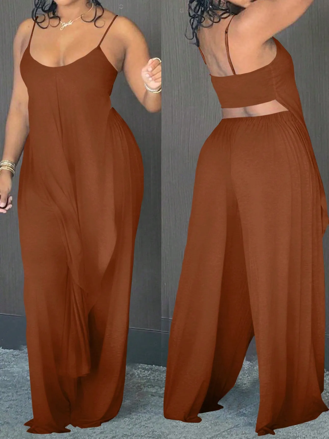 Plus Size Camisole Two Piece Pant Set