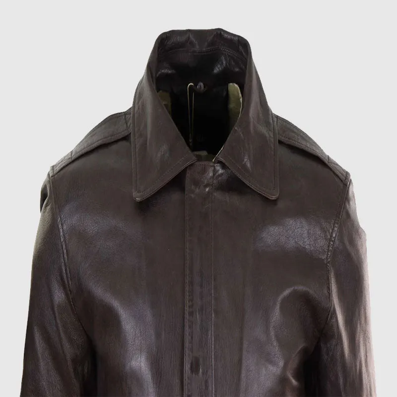 Premium Quality Mens Brown Leather Bomber Jacket