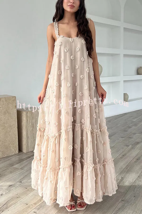 Pretty Lady Flower Decor A-line Layered Loose Maxi Dress