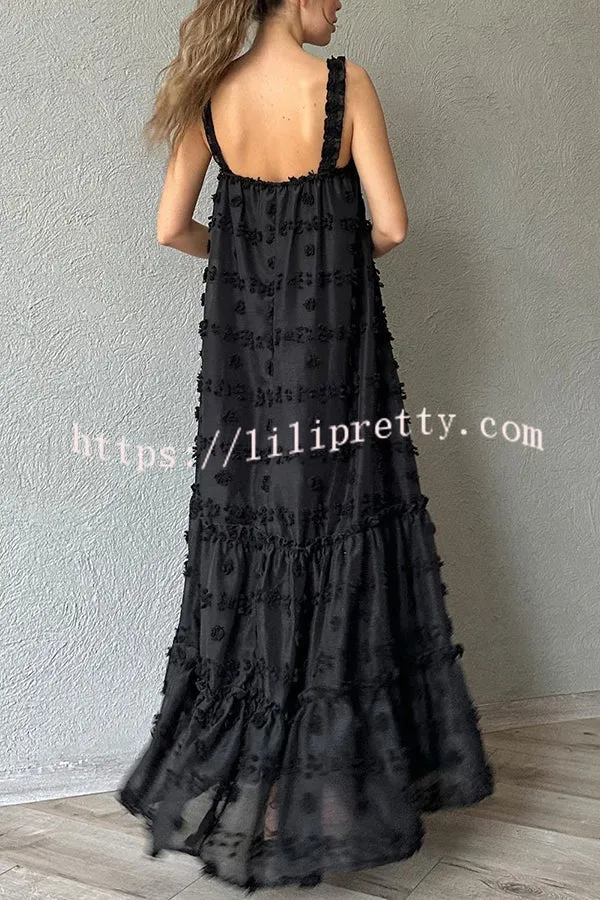 Pretty Lady Flower Decor A-line Layered Loose Maxi Dress