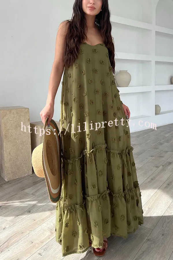 Pretty Lady Flower Decor A-line Layered Loose Maxi Dress