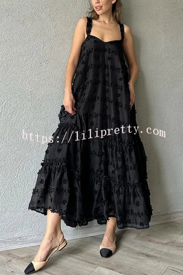 Pretty Lady Flower Decor A-line Layered Loose Maxi Dress