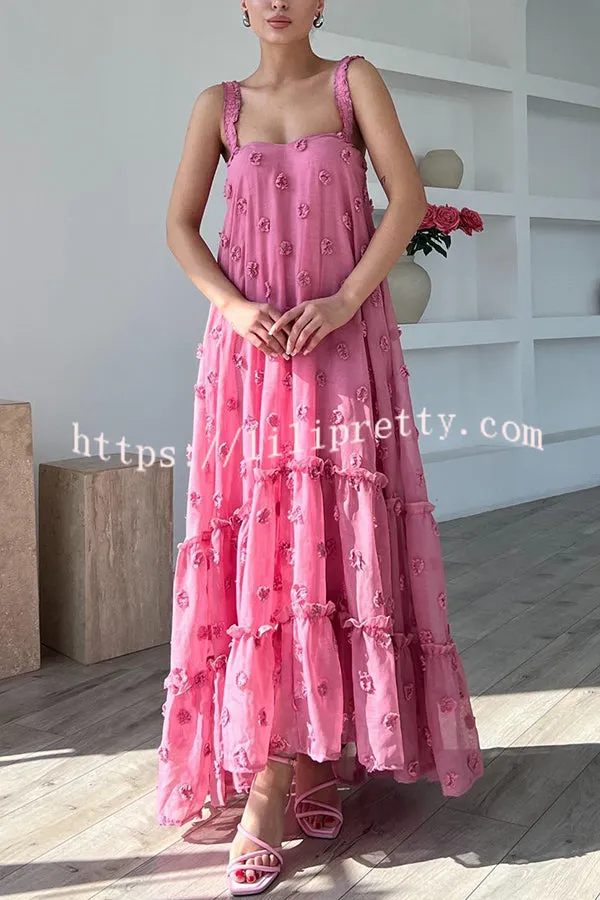 Pretty Lady Flower Decor A-line Layered Loose Maxi Dress