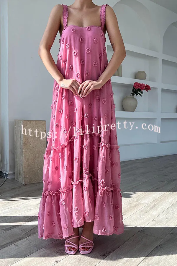 Pretty Lady Flower Decor A-line Layered Loose Maxi Dress