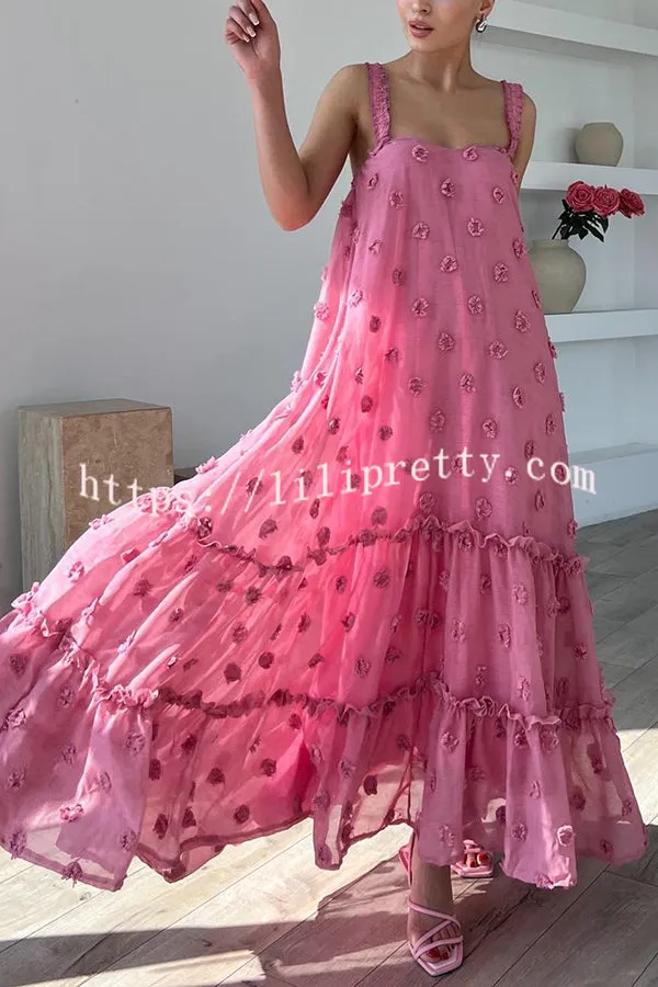 Pretty Lady Flower Decor A-line Layered Loose Maxi Dress