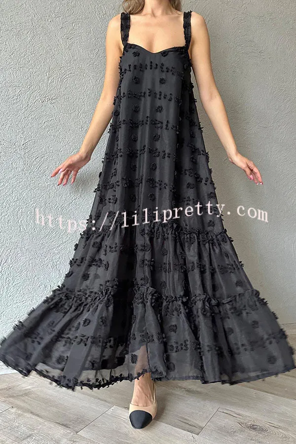 Pretty Lady Flower Decor A-line Layered Loose Maxi Dress